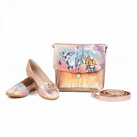 Комплект балетки и сумка-планшет "Дали" — женский кожаный набор туфли и сумка ручной работы с рисунком