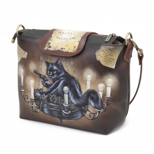 Кожаная сумка с росписью "На прицеле у Кота Бегемота" на заказ | Sumnizza фото 3