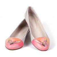 Красивые балетки "Бабочка" — женские кожаные балетки ручной работы с рисунком и вышивкой